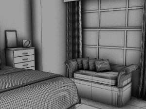 bed white plus bedroom 3D 模型