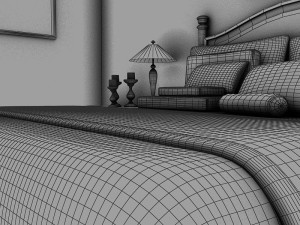 bed white plus bedroom 3D 模型