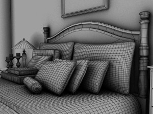 bed white plus bedroom 3D 模型