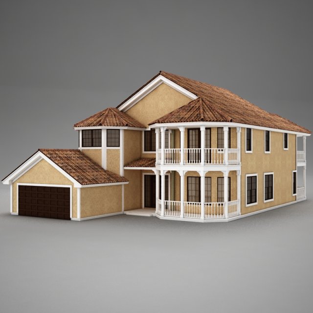 high def big latin hacienda modern 7 3D Модель .c4d .max .obj .3ds .fbx .stl .blend