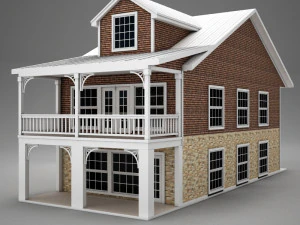 かわいい小さなアメリカのコンドミニアムヴィラプランテーション 3Dモデル