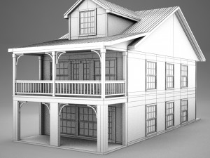 cute small american condo villa plantation 3D Model