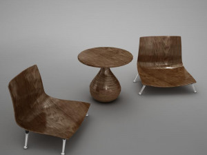 table chairs tropical 3D Model