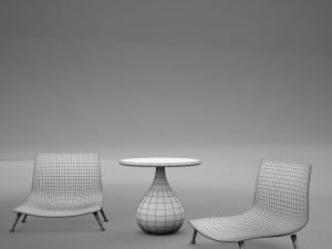 table chairs tropical 3D Model