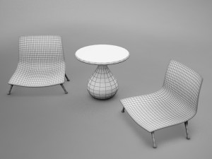 table chairs tropical 3D Model