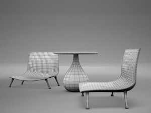 table chairs tropical 3D Model