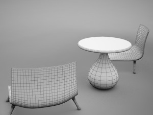 table chairs tropical 3D Model