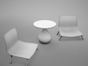table chairs tropical 3D Model