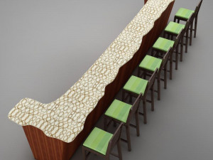 bar counter chairs lamps Modelo 3D