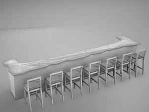 bar counter chairs lamps Modelo 3D