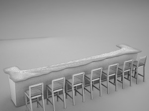 bar counter chairs lamps Modelo 3D