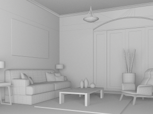 high def classic living room 1 3D Model