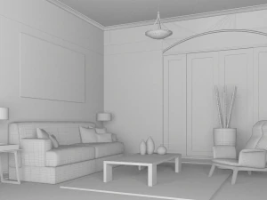 high def classic living room 1 3D Model