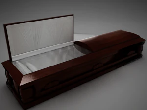 high def all wood boxcoffin 3D Model
