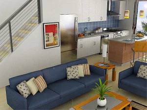 Modernes, klassisches Wohnzimmer mit hoher Aufl&ouml;sung 3D Modell