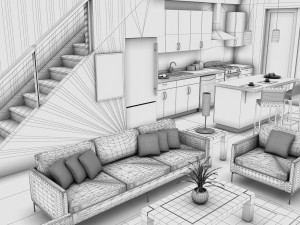 high def modern classic living room Modelo 3D
