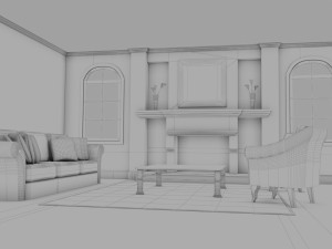 high def classic living room Modelo 3D