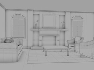 high def classic living room Modelo 3D