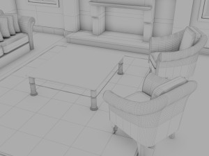 high def classic living room Modelo 3D