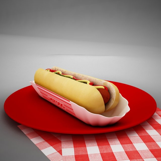 high def classic hot dog plus professional hotdog holder 3D मॉडल .c4d .max .obj .3ds .fbx .stl .blend 