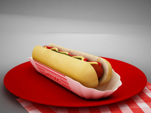 high def classic hot dog plus professional hotdog holder 3D Model