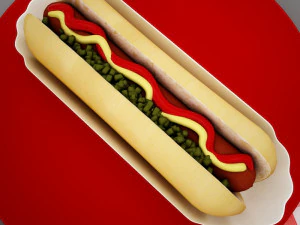 high def classic hot dog plus professional hotdog holder 3D Model