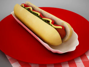 high def classic hot dog plus professional hotdog holder 3D Model