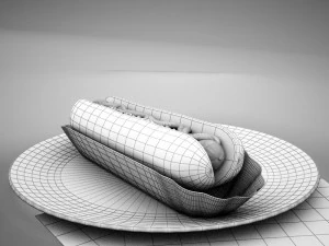 high def classic hot dog plus professional hotdog holder 3D Model