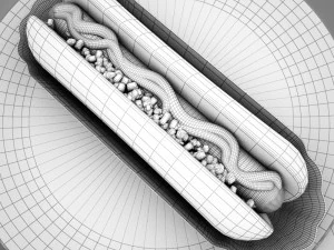 high def classic hot dog plus professional hotdog holder 3D Model