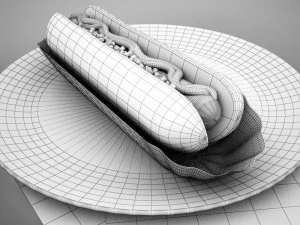 high def classic hot dog plus professional hotdog holder 3D Model