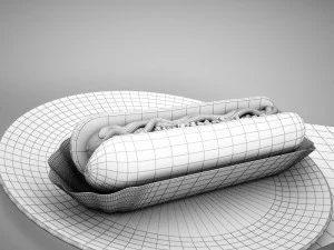 high def classic hot dog plus professional hotdog holder 3D Model
