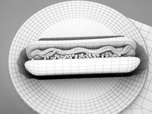 high def classic hot dog plus professional hotdog holder 3D Model