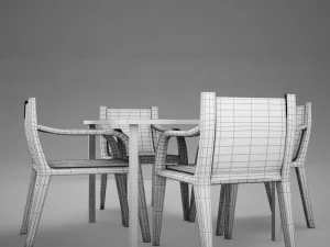 terrace dinning set modern tropic 3D Model