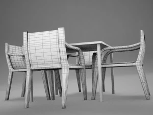 terrace dinning set modern tropic 3D Model