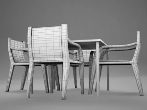terrace dinning set modern tropic 3D Model