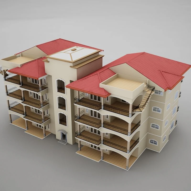 tropical latin mexican beach tower hotel condo hacienda 3D Model .c4d .max .obj .3ds .fbx .stl .blend 