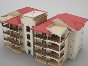 tropical latin mexican beach tower hotel condo hacienda 3D मॉडल
