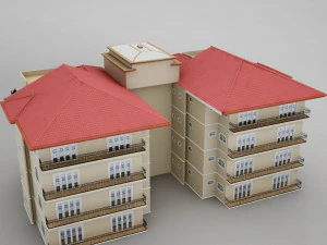 tropical latin mexican beach tower hotel condo hacienda 3D Model