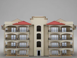 tropical latin mexican beach tower hotel condo hacienda 3D Model