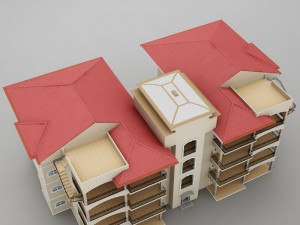 tropical latin mexican beach tower hotel condo hacienda 3D Модель