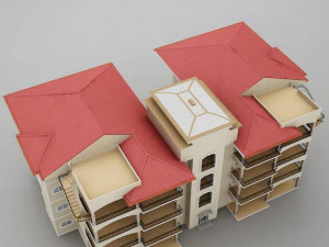 tropical latin mexican beach tower hotel condo hacienda 3D Model