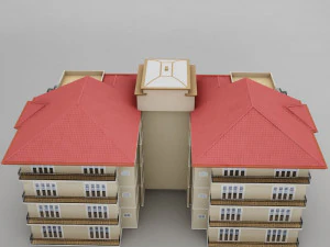 tropical latin mexican beach tower hotel condo hacienda 3D Model