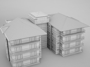 tropical latin mexican beach tower hotel condo hacienda 3D Модель