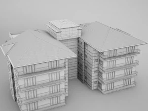 tropical latin mexican beach tower hotel condo hacienda 3D Model