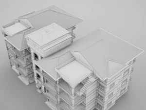 tropical latin mexican beach tower hotel condo hacienda 3D Model