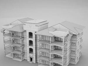 tropical latin mexican beach tower hotel condo hacienda 3D Model