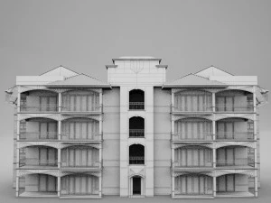 tropical latin mexican beach tower hotel condo hacienda 3D Model