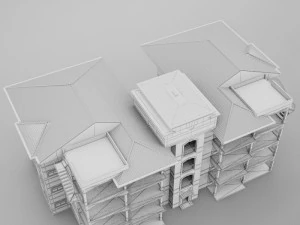 tropical latin mexican beach tower hotel condo hacienda 3D Model