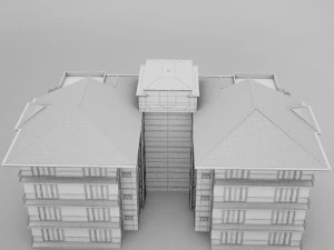 tropical latin mexican beach tower hotel condo hacienda 3D Model