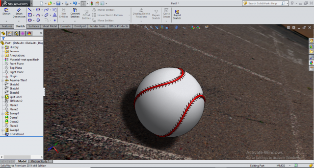 baseball in solidworks 3Dモデル .c4d .max .obj .3ds .fbx .stl .blend 